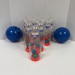 Little Tikes Big Strike Bowling Set 10 Pins 2 Blue Ball Toddler Toy Very Good